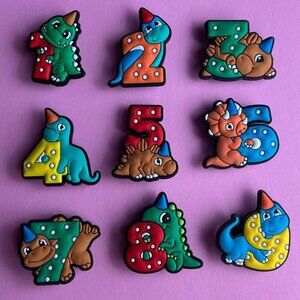 Dinosaurs Numbers Crocs Shoe Charms Set of 9 - jibbitz Charms